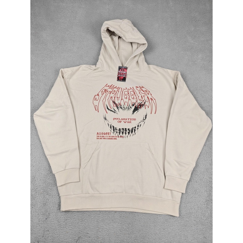 Allegory Hoodie Mens‎ 3XL Beige Declaration Of War Berserk Horror Graphic New
